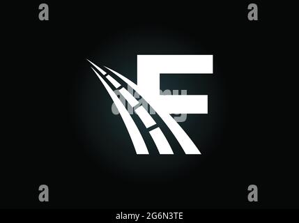 Letter F with road logo sing. The creative design concept for highway maintenance and construction. Transportation and traffic theme. Stock Vector