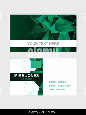 Vector illustration of colorful green stylish business card template design with place for text. Stock Vector