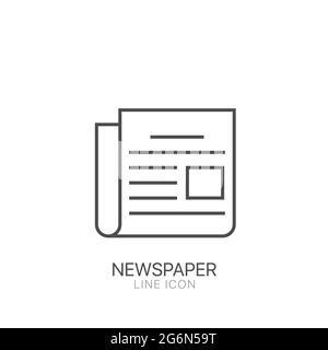 Newspaper outline vector icon. Editable stroke News sign Stock Vector