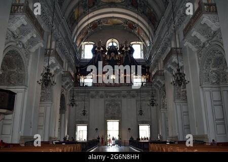 Salzburg Cathedral. Main nave. Organ. Stock Photo