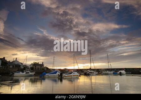 Cemaes Bay Harbour at Sunset Stock Photo