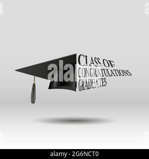 Congratulations, graduates class. Vector template for graduation design, party, yearbook for high school, college. Stock Vector