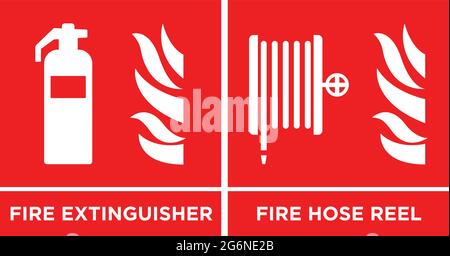 Fire extinguisher and fire hose real Stock Vector