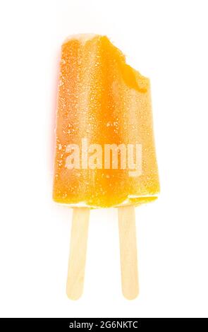 Orange Double Stick Popsicle Isolated on a White Background Stock Photo