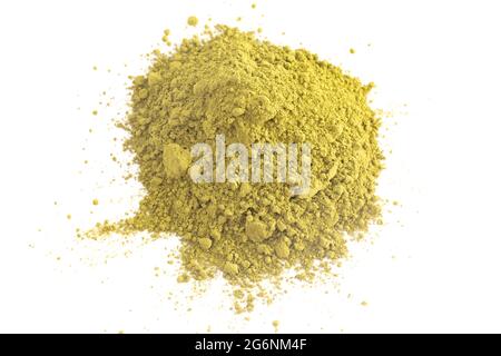 Pile of Green Tea Matcha Powder Isolated on a White Background Stock Photo