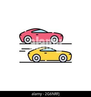 Racing olor line icon. Computer games genres. Pictogram for web page, mobile app, promo. UI UX GUI design element. Editable stroke. Stock Vector