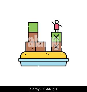 Sandbox game olor line icon. Computer games genres. Pictogram for web page, mobile app, promo. UI UX GUI design element. Editable stroke. Stock Vector