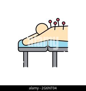 Acupuncture olor line icon. Pictogram for web page, mobile app, promo. UI UX GUI design element. Editable stroke. Stock Vector
