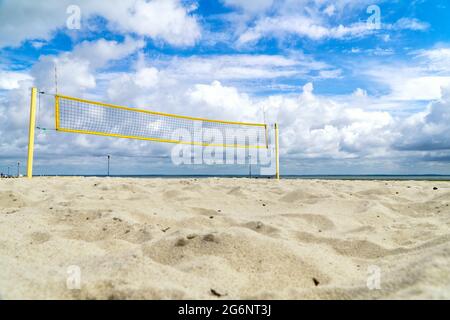 Volleyball Net On Tropical Beach Blue Stock Photo 210600391