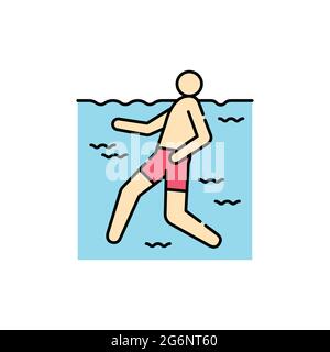 Swimming olor line icon. Pictogram for web page, mobile app, promo. UI UX GUI design element. Editable stroke. Stock Vector