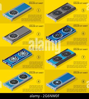 Single Video card of digital technology video electronic equipment Stock Vector