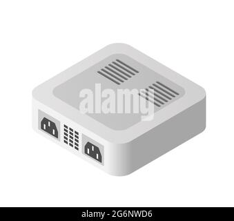 Single server Power Supply adapter technology of connection data Stock Vector