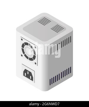 Single server Power Supply adapter technology of connection data Stock Vector