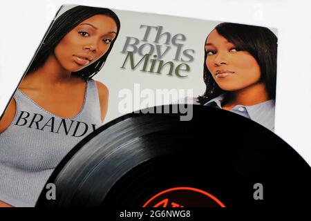 Hip-hop and R&B artists, Brandy and Monica single music album on vinyl record LP disc. Titled: The Boy is Mine album cover Stock Photo