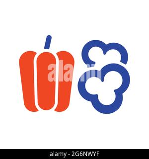 Fresh peppers sliced vector glyph icon. Barbecue and bbq grill sign. Vegetable. Graph symbol for cooking web site and apps design, logo, app, UI Stock Vector
