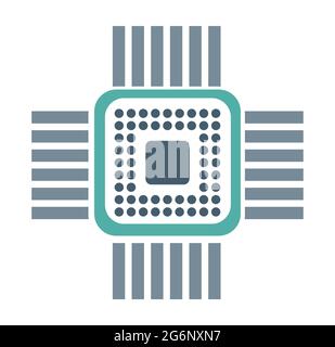 Single chip device of technology electronic microchip microcircuit Stock Vector