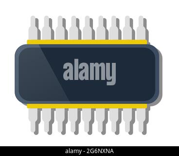 Single chip device of technology electronic microchip microcircuit Stock Vector