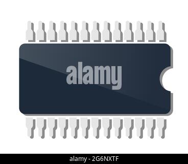 Single chip device of technology electronic microchip microcircuit Stock Vector