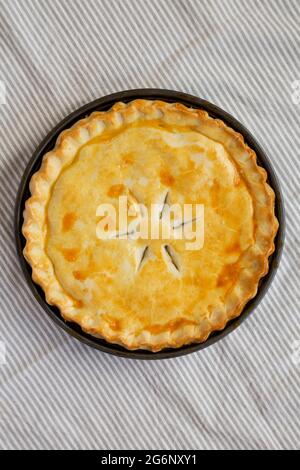 A Piece of Chicken Pot Pie, top view. Flat lay, overhead, from above. Stock Photo