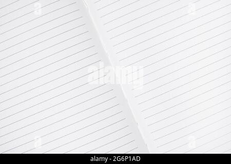 Schoo or office open notebook close up. Mock up notepad top view Stock Photo