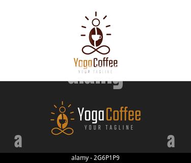 Yoga coffee sign, Coffee Beans Icon Logo Symbol, illustration Stock Vector