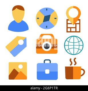 Travel set icons flat for design and Stock Vector