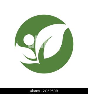 modern people leaf logo vector illustration design template Stock Vector