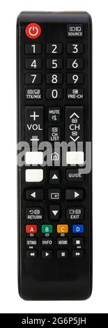 Isolated Remote Control For A Modern Smart TV Stock Photo
