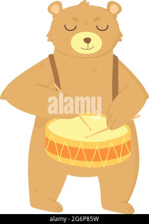 Brown bear playing drum illustration Stock Vector Image & Art - Alamy