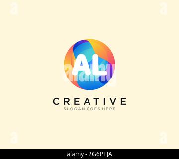 AL initial logo With Colorful Circle template Stock Vector