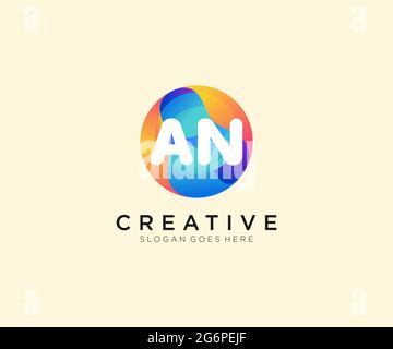 AN initial logo With Colorful Circle template Stock Vector