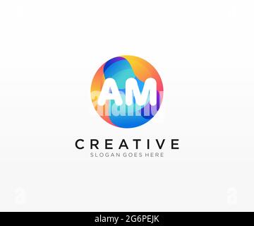 AM initial logo With Colorful Circle template Stock Vector
