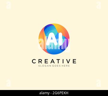 AI initial logo With Colorful Circle template Stock Vector
