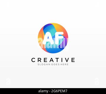 AF initial logo With Colorful Circle template Stock Vector