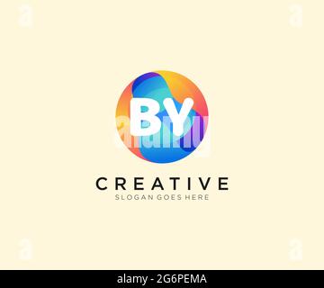 BY initial logo With Colorful Circle template Stock Vector