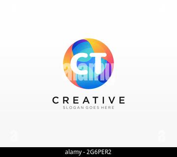 CT initial logo With Colorful Circle template Stock Vector