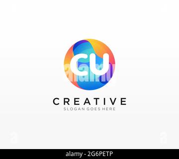 CU initial logo With Colorful Circle template Stock Vector