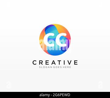CC initial logo With Colorful Circle template Stock Vector