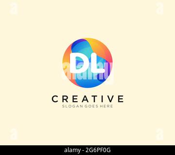 DL initial logo With Colorful Circle template Stock Vector