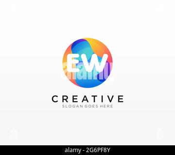 EW initial logo With Colorful Circle template Stock Vector