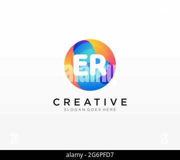 ER initial logo With Colorful Circle template Stock Vector