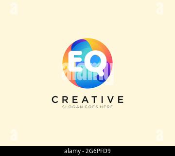 EQ initial logo With Colorful Circle template Stock Vector