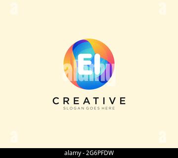 EI initial logo With Colorful Circle template Stock Vector