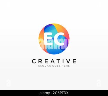 EC initial logo With Colorful Circle template Stock Vector