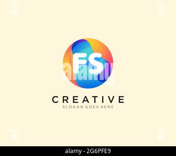 FS initial logo With Colorful Circle template Stock Vector