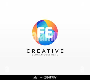 FE initial logo With Colorful Circle template Stock Vector