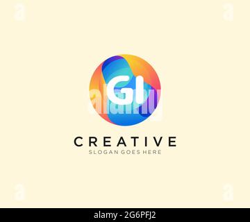 GI initial logo With Colorful Circle template Stock Vector