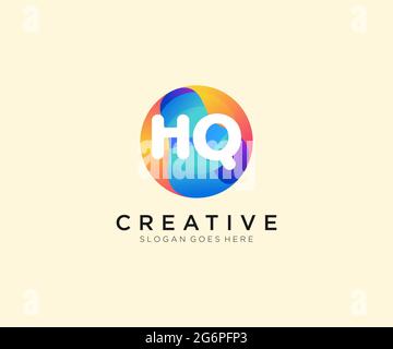 HQ initial logo With Colorful Circle template Stock Vector