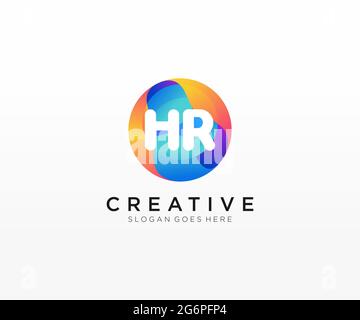 HR initial logo With Colorful Circle template Stock Vector