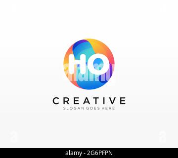 HO initial logo With Colorful Circle template Stock Vector